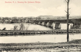 Postcard of Stockton, NJ and the Delaware bridge.